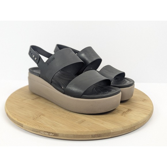 CROCS Shoes - Crocs Brooklyn Low Wedge Sandals Womens 8‎ Platform 2 Strap   Sling Black